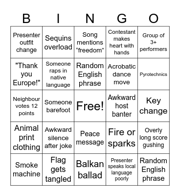 Eurovision #1 Bingo Card