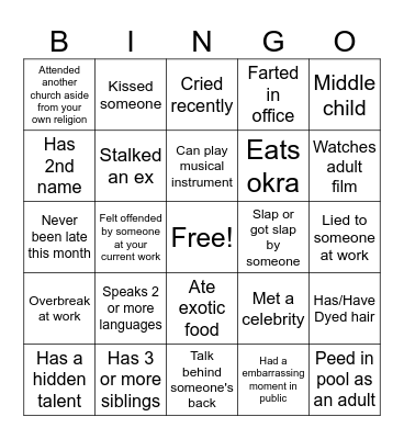 CYU Bingo Card