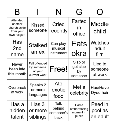 CYU Bingo Card