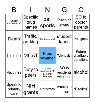 UofR Med School Grad 2025 Bingo Card