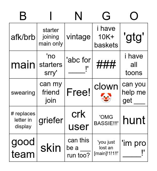 DW Bingo Board Bingo Card