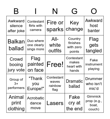 Eurovision #1 Bingo Card