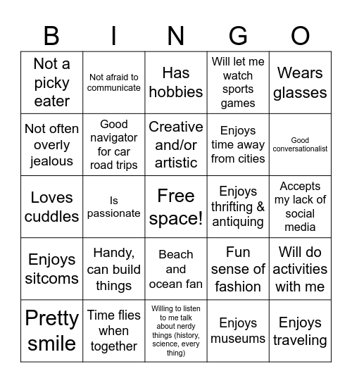 Are you Zayds type Bingo Card