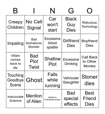 Bad Horror Movie Bingo Card