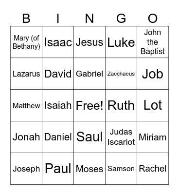 Bible Bingo Card