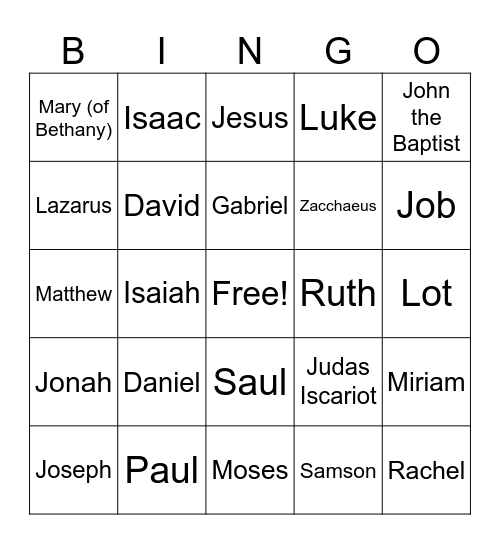 Bible Bingo Card