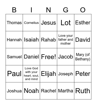 Bible Bingo Card
