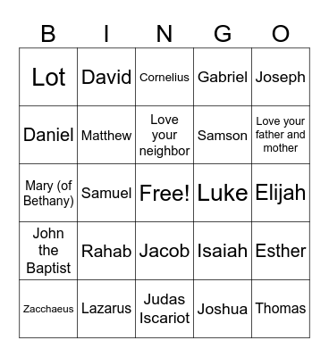 Bible Bingo Card