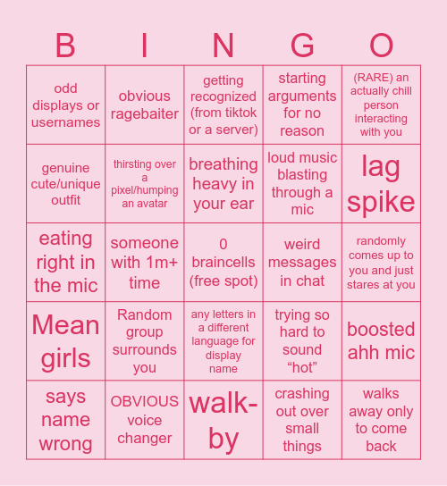 Korblox and Headless bingo Card