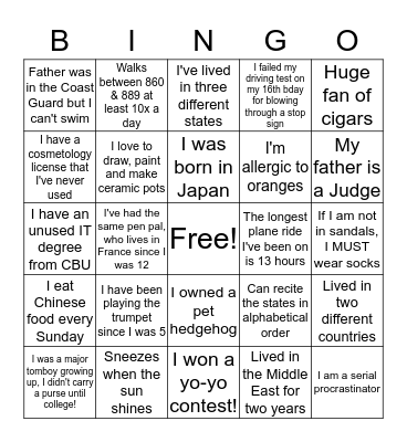 YP Leadership Team BINGO!  Bingo Card