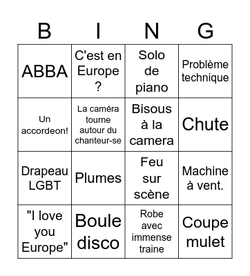 Eurovision France 2025 Bingo Card