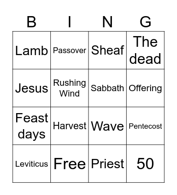 Pentecost Bingo Card