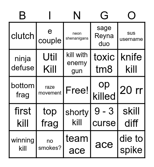 val Bingo Card