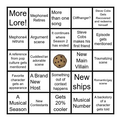 Inanimate Insanity Season 4 Episode 1 Bingo Card