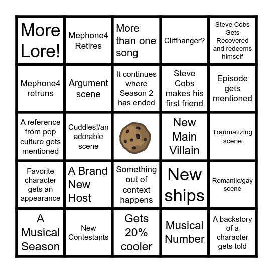 Inanimate Insanity Season 4 Episode 1 Bingo Card