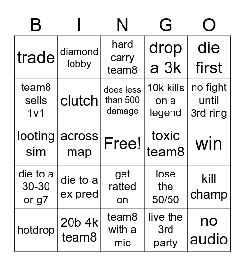 Apex Bingo Card