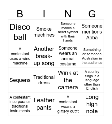 Eurovision 2025 BINGO Card