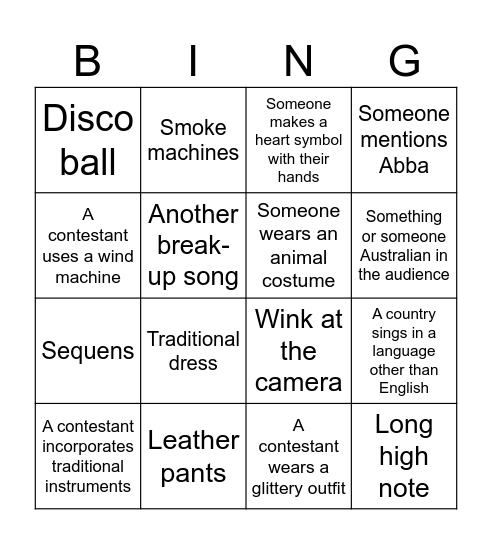 Eurovision 2025 BINGO Card