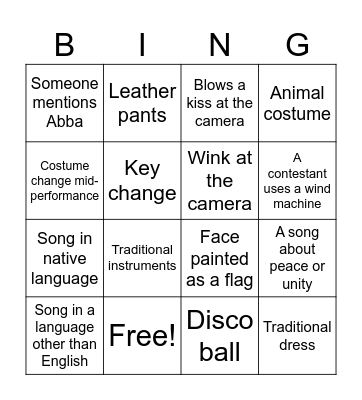 Eurovision 2025 Bingo Card