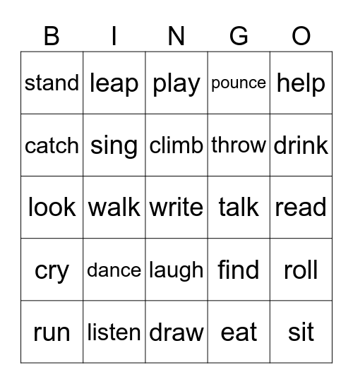 ES1 Verb Bingo Card