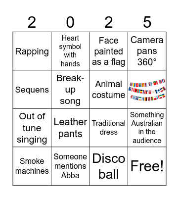 Eurovision Bingo Card