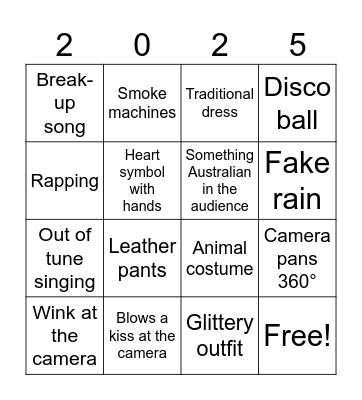 Eurovision Bingo Card