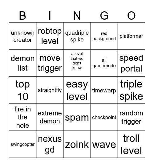 my bingo Card