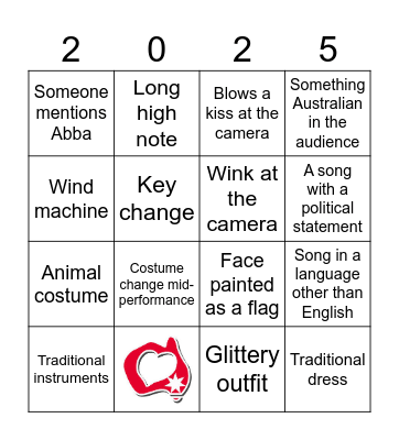 Eurovision Bingo Card