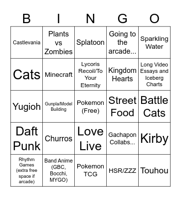 Hyperfixation Bingo Card