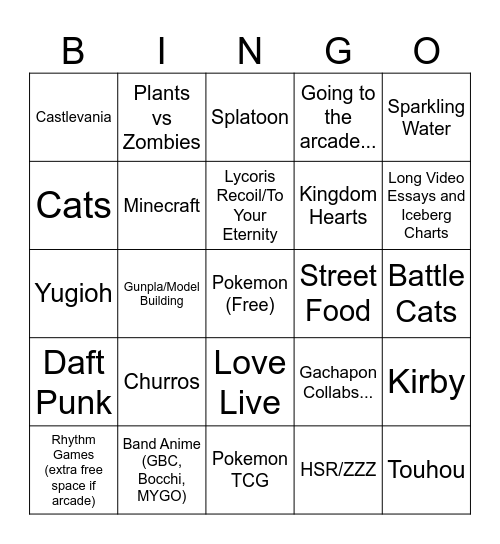 Hyperfixation Bingo Card