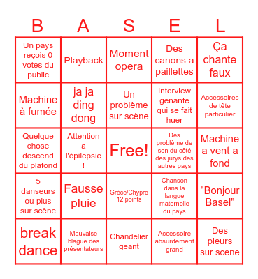 Eurovision 2025 Bingo Card