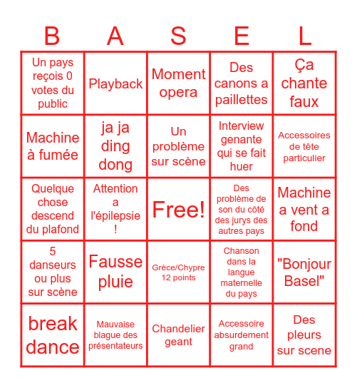 Eurovision 2025 Bingo Card