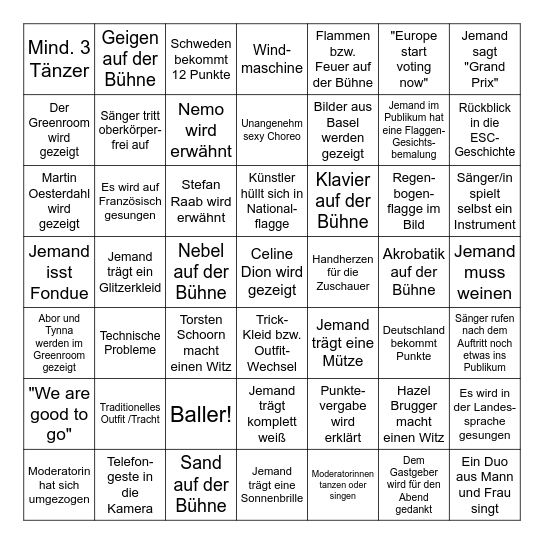 ESC-Bingo Card