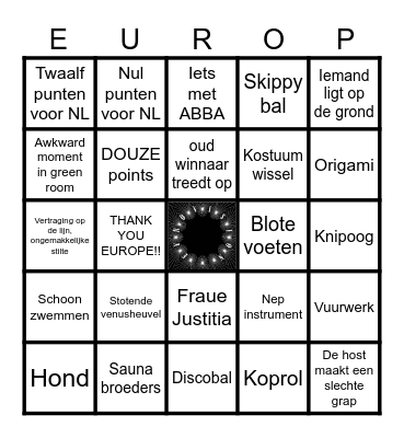 Eurovision 2025 Bingo Card