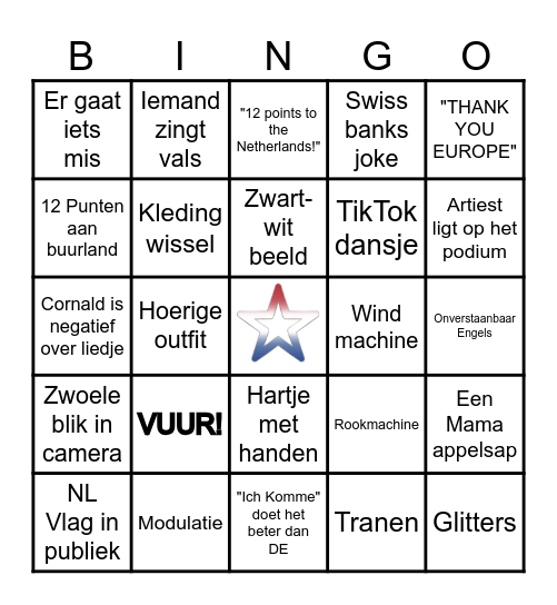 ESC 2025 Bingo Card
