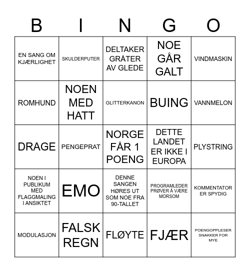 Eurovision-fest 2025 Bingo Card