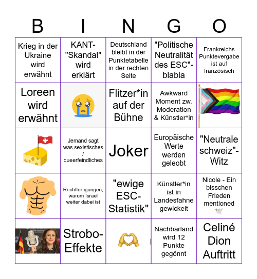 ESC-Finale 2025 powered by Lyra Bingo Card