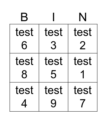 Test bingo Card