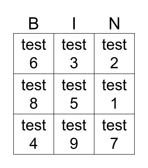 Test bingo Card