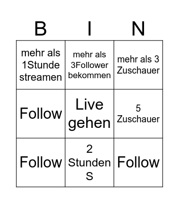 Stream Bingo Card