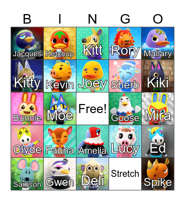 Animal Crossing Bingo Card