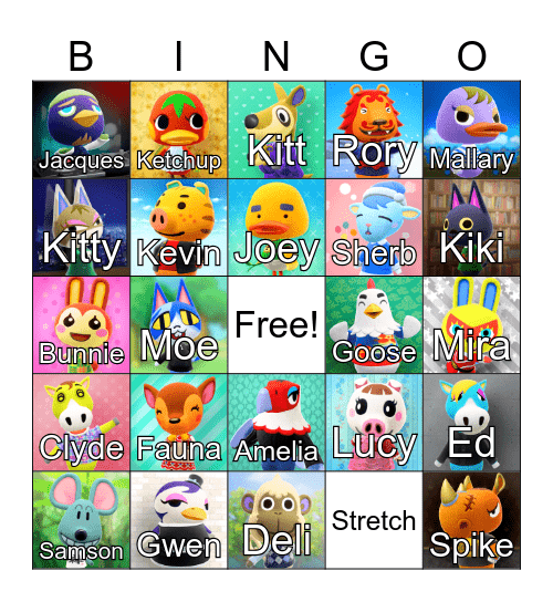 Animal Crossing Bingo Card