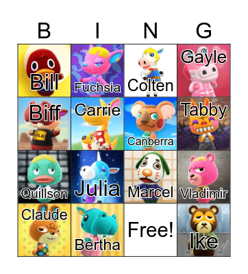 Animal Crossing Bingo Card