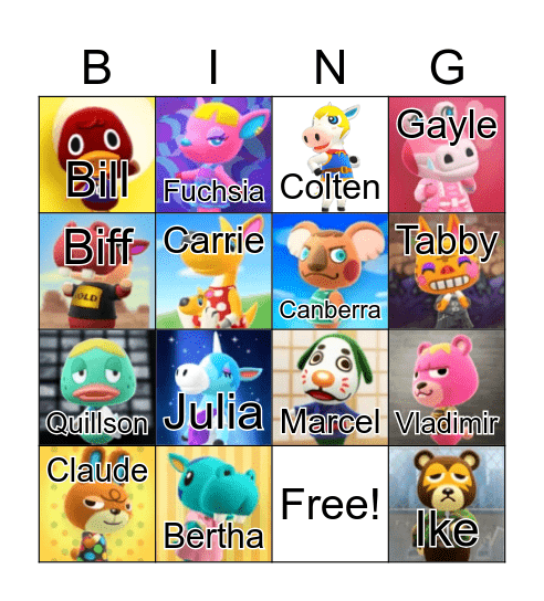 Animal Crossing Bingo Card