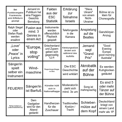 ESC Deutsch Bingo Card