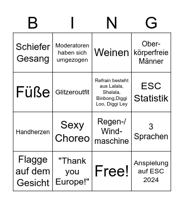 ESC Bingo Card