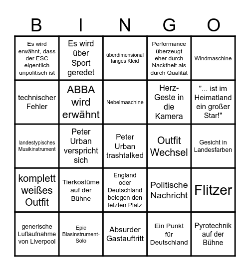 Das große ESC-Bullshit-Bingo Card