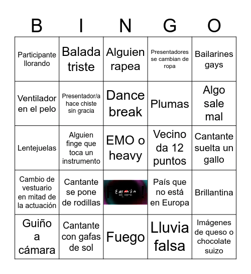 Eurovisión 2025 Bingo Card
