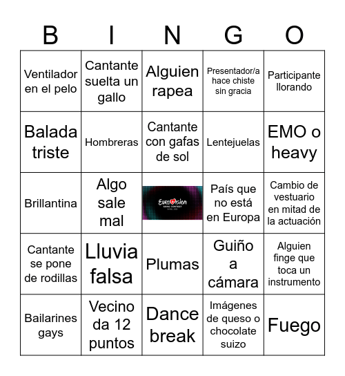 Eurovisión 2025 Bingo Card