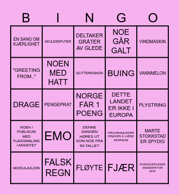 Eurovision-fest 2025 Bingo Card